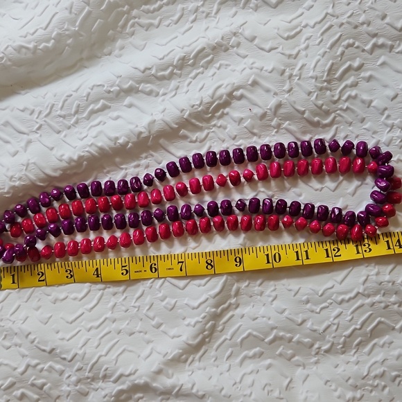 NECKLACE NUGGET BEADS IN PINK / PURPLE - Picture 5 of 7